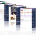 Screenshots of Omnia intranet dashboards and UI tools for business management.